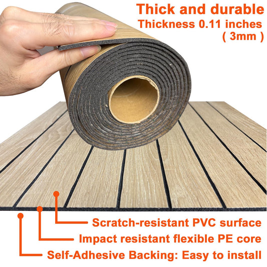 YU LI 3DH Peel and Stick PVC Slat Wall Panel 118"x15.75" Self-Adhesive Thick Faux Oak Wood Grain Wallpaper Panel 3D Soundproof Wall Panels for Walls & Ceilings