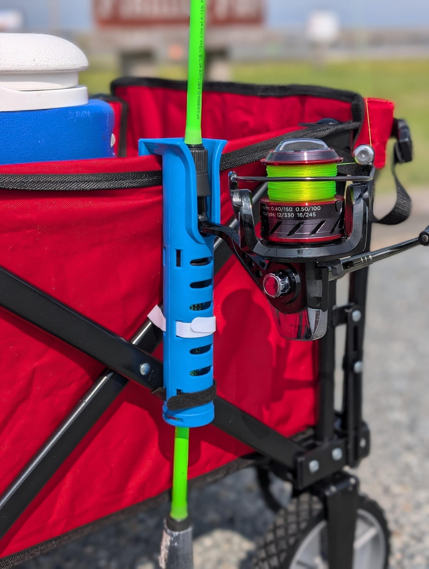 Fishing Rod Holders for Foldable Wagon, Designed for Beach Fishing or Lake Pier Fishing (Blue, 4, Pack)