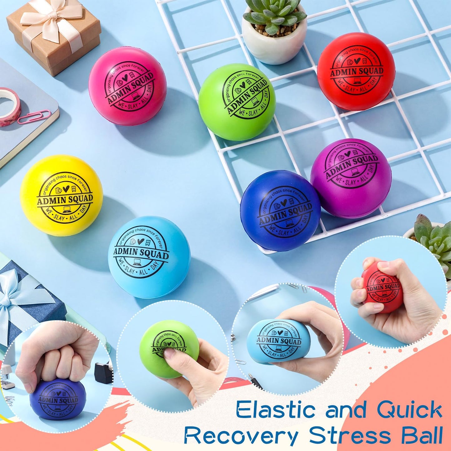Poen 24 Pcs Administrative Professional Appreciation Gifts Admin Squad Gift Funny Stress Ball for Assistant Secretary Office School Coworkers Thank You Employees Appreciation Staff Team Desk