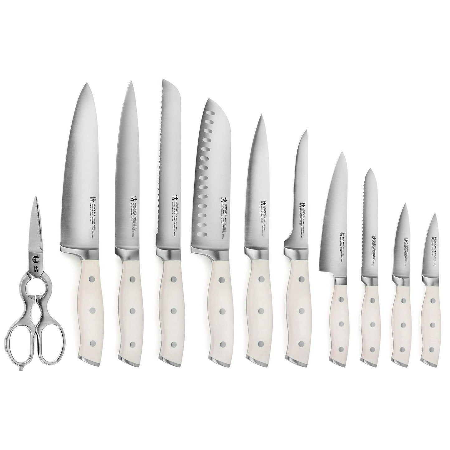 Henckels Forged Accent 20 Piece Self Sharpening Knife Block Set - Off-White Handles