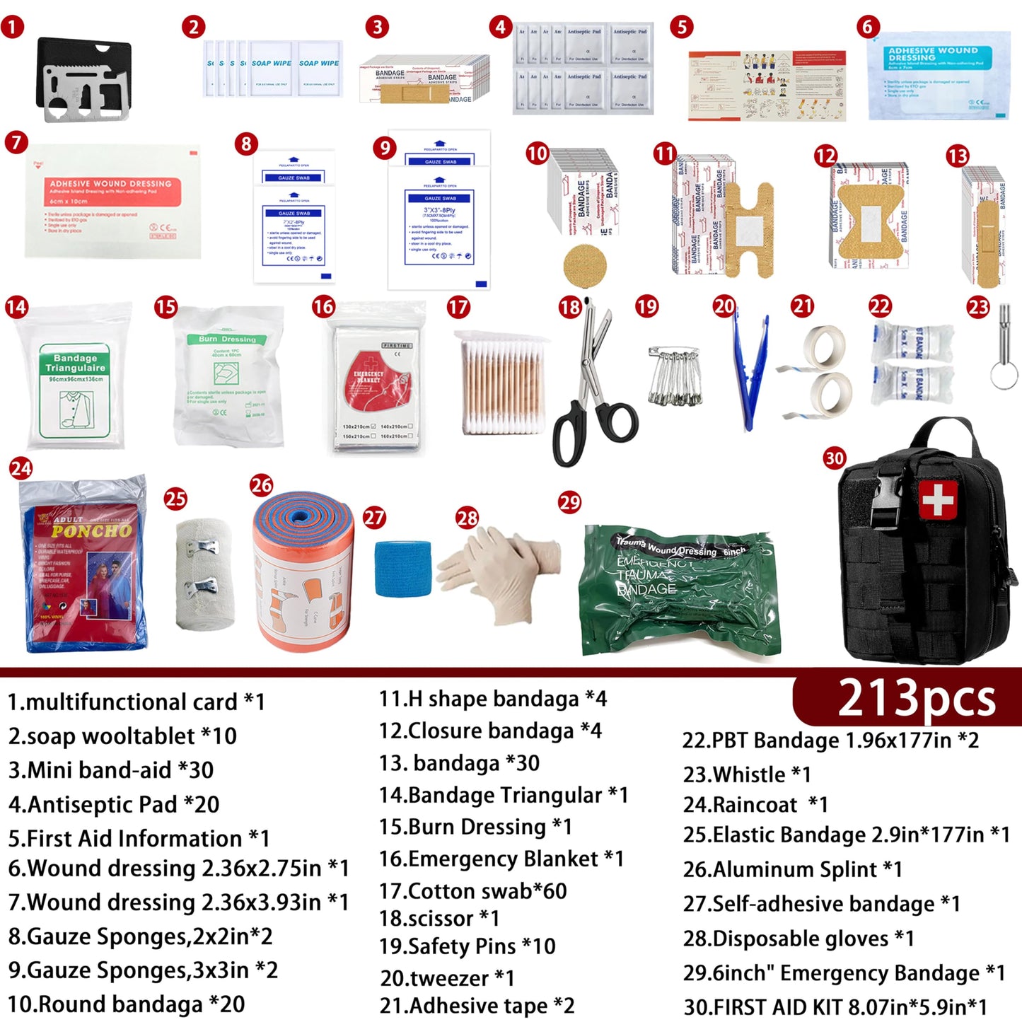 Universal IFAK Trauma First Aid Kit Molle Pouches Emergency Survival Kit Suitable for Home, car, Travel, Camping, Hiking, Sports, Outdoor Emergencies-Quick Response First Aid Essentials (Black)
