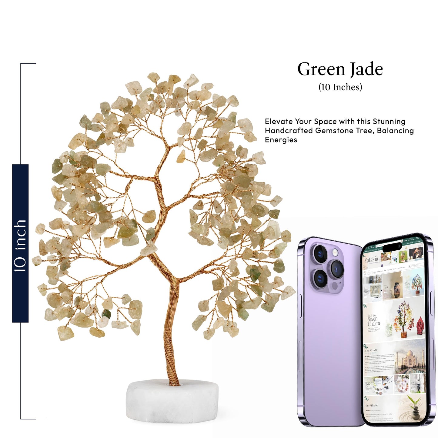 Green Jade Crystal Tree for Positive Energy - Chakra Tree of Life, Thoughtful Gift for Women - Clever Birthday Idea