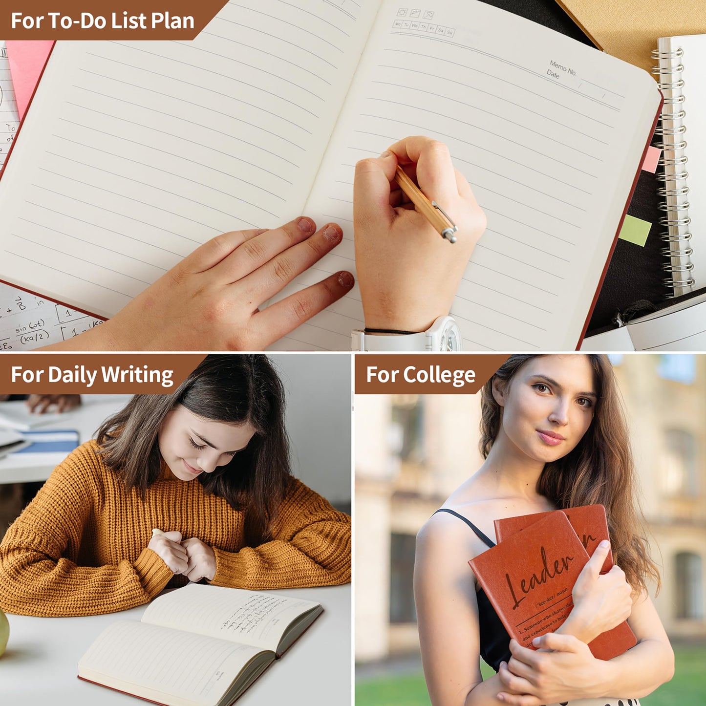 WHLBHG Leadership Gifts Boss Gift Leather Journals for Writing Appreciation Gifts for Men Executive Notebook for Work Coworkers Manager Gift for Women(Leader Definition)