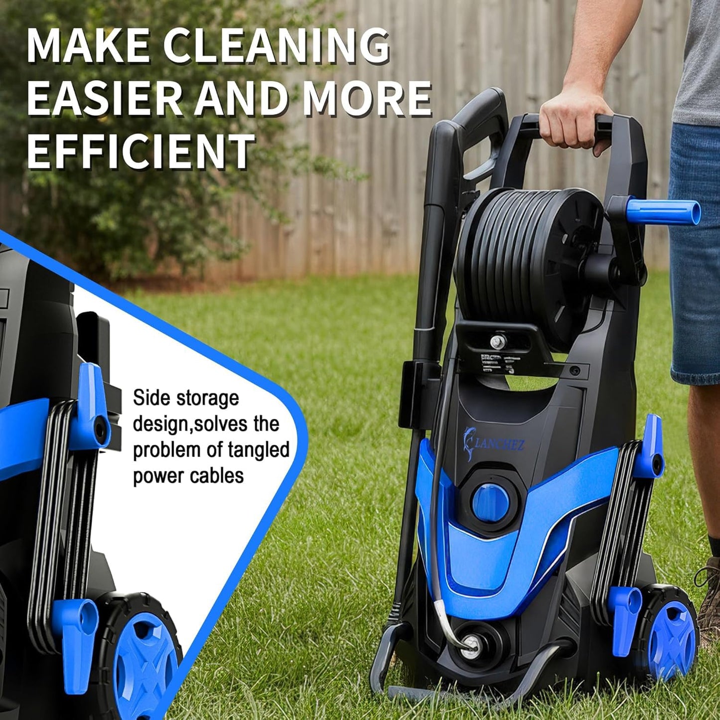 2026 Upgrade Pressure Power Washer 4800PSI w/4 Quick Connect Nozzles, Inlet Hose & Filter&500ML Soap Tank, High Cleaning Machine for Cars/Fences/Driveways/Patios/Home Cleaning,Blue