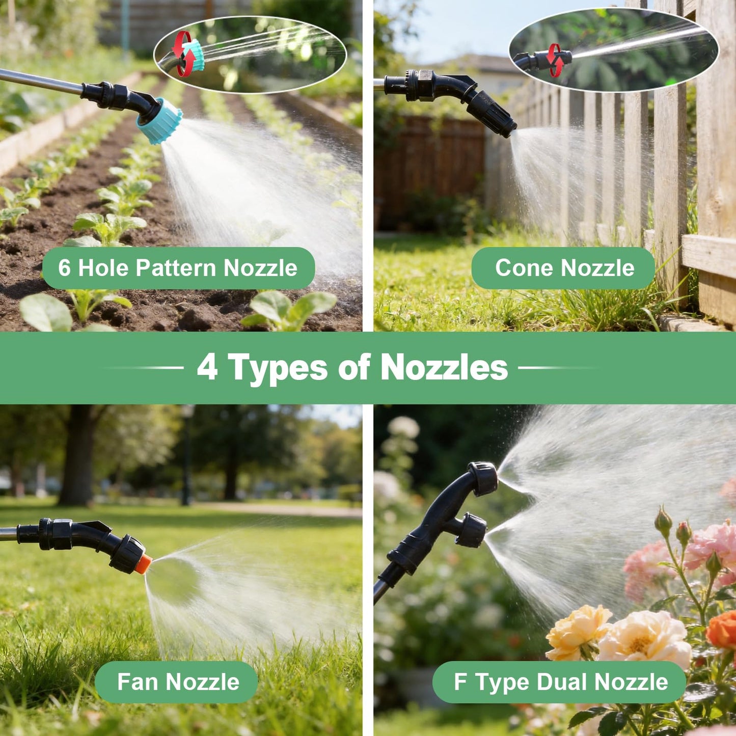 SideKing 2 Gallon Battery Powered Sprayer, Electric Garden Sprayer with 3 Adjustable Pressures & Telescopic Wand, Rechargeable Weed Sprayer for Lawn, Yard & Pest Control, 4 Nozzles Included