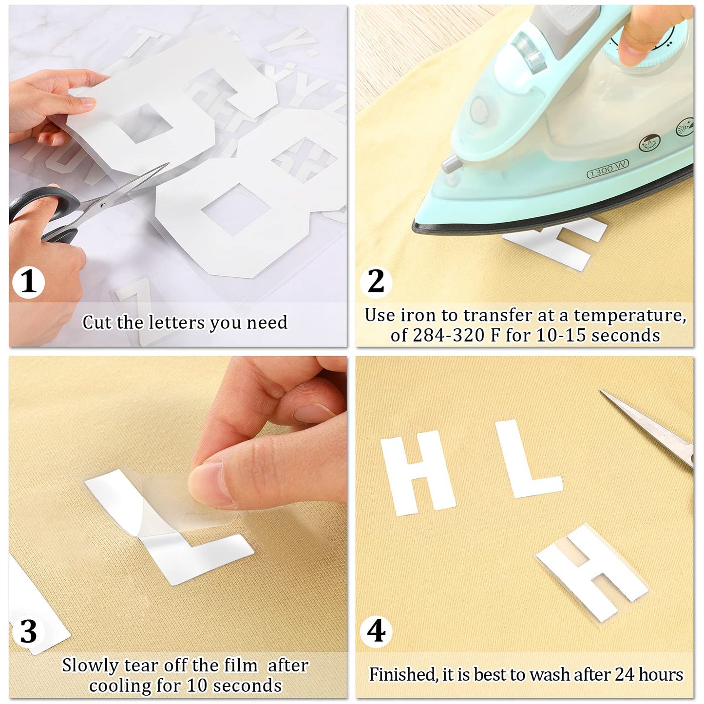 18 Sheets 216 Pieces 8 Inch Iron On Numbers T-Shirt 2 Inch Iron On Letters Patches Kit, 0 to 11 Iron-on Numbers A to Z Heat Transfer Letters for Jersey Football Baseball T-Shirts Team Name (White)