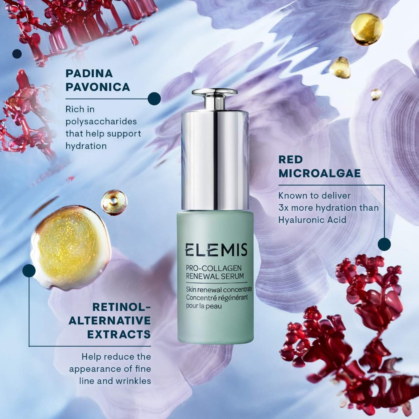 ELEMIS Pro-Collagen Renewal Serum 15ml, Gentle Retinol Alternative for Smoothing Fine Lines & Wrinkles