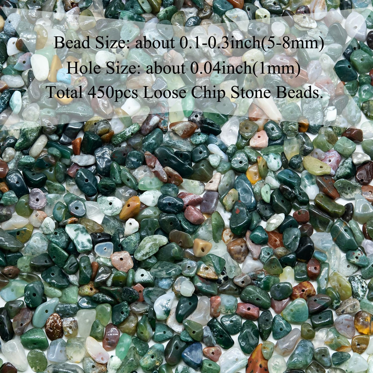 Natural Chip Stone Beads 450pcs Indian Agate Chips 5-8mm Genuine Real Irregular Healing Crystal Rocks Hole Drilled DIY Loose Gemstone Beads for Jewelry Making Bracelet Earrings Necklace Crafting