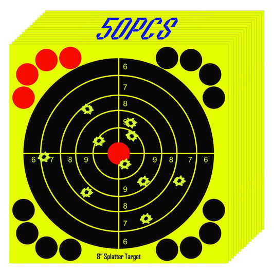 NYEONHRT 8" Splatter Targets, 50 Pcs Targets Stickers for Shooting Range, Self Adhesive Shooting Paper, Color Changing Reactive Targets for Pistol Firearm BB Gun Rifle Shooting Indoor Outdoor
