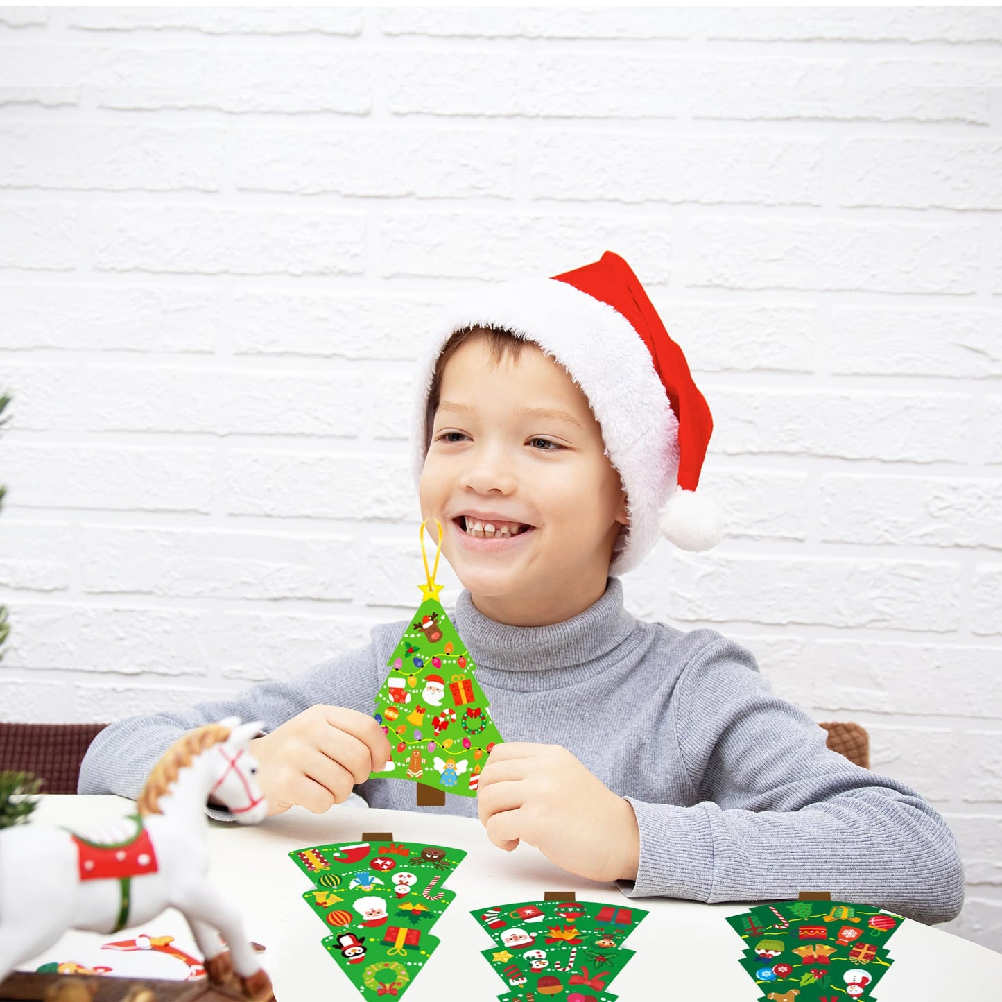 BCCSNNM 48 Pcs Christmas Tree Stickers Kit for Christmas DIY Hanging Art Ornaments Making Your Own Xmas Craft for Winter Holiday Party Classroom Activities Party Decoration