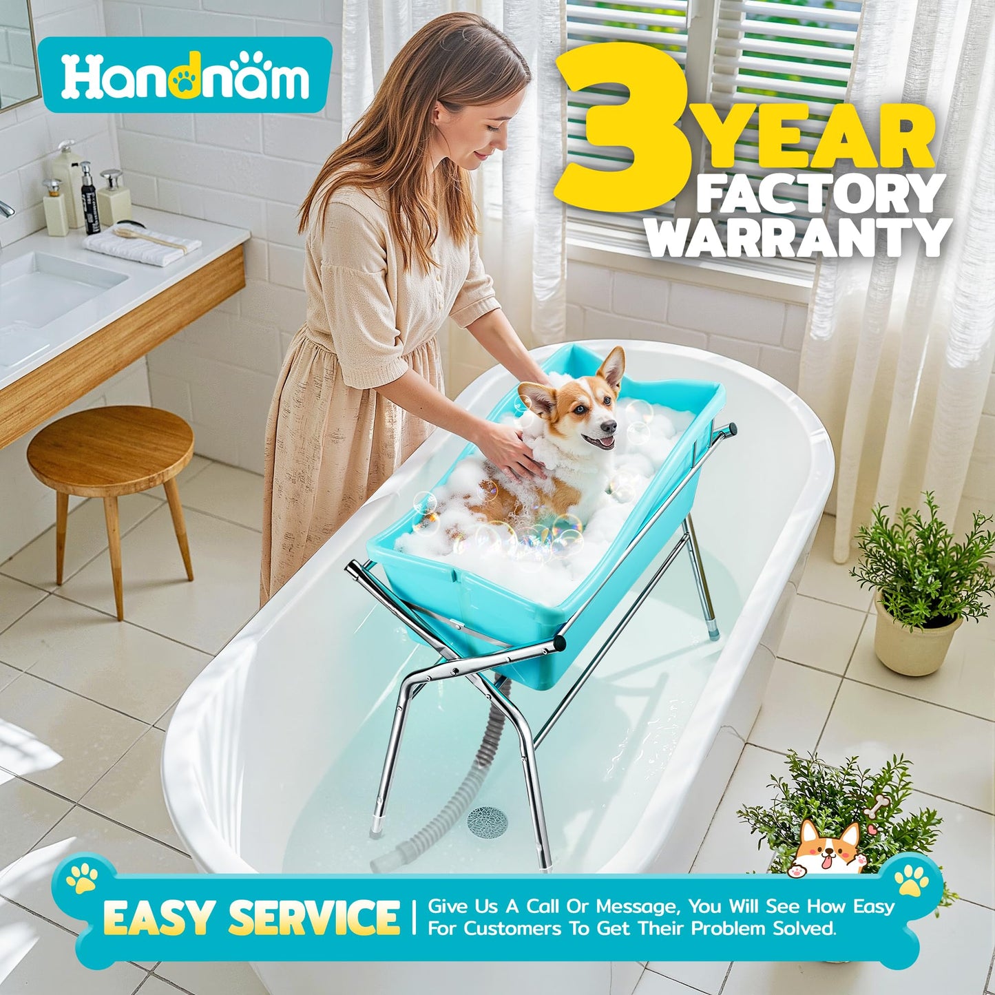 Handnam Metal Dog Bath Tub, Portable Dog Washing Bathing Station (Patent Design)