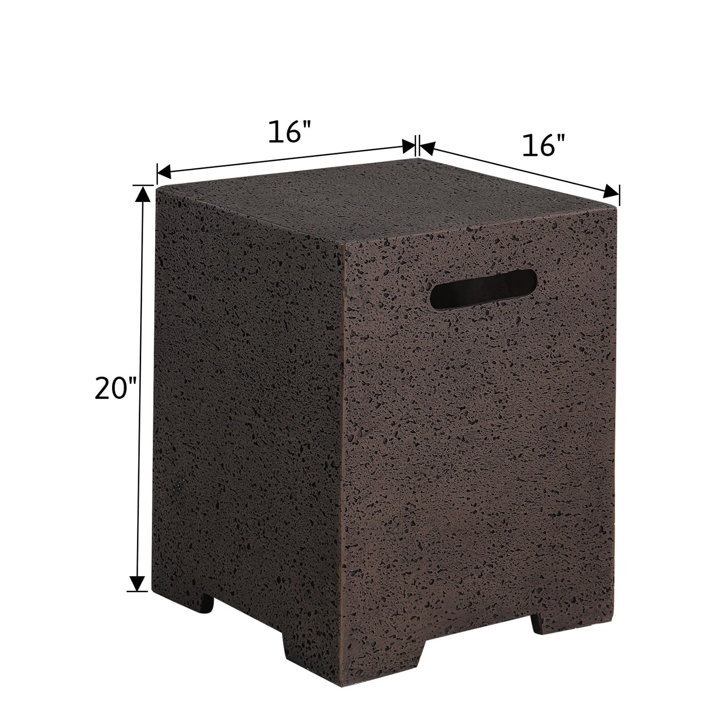 COSIEST Outdoor Hideaway Tank Table for Gas Fire Pits, Hides Standard 20lb 16-inch Propane Tank Cover w Side Handles (Rusty Red)