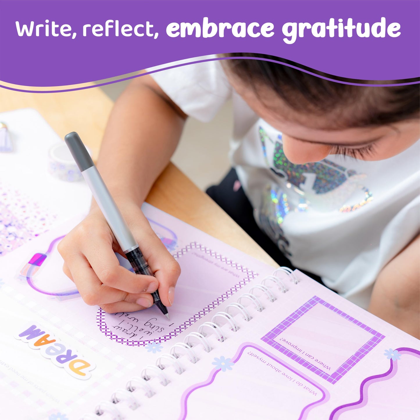 jackinthebox Gratitude Journal Kit for Girls Ages 8–12, 242 pcs, Scrapbooking Journal Set for Teen, Tween Girls, 10 Fun Gratitude Exercises, Art & Craft Kit Gift for Girl 8 9 10 11 12
