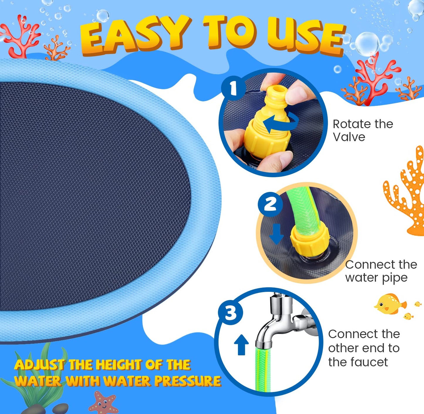 Splash Pad for Kids and Dogs, 97'' Extra Large Splash Pad for Toddlers 1-3 and Kids Ages 4-8, Non Slip Thicken Sprinkler Dog Pool Summer Outdoor Water Toys for Backyard