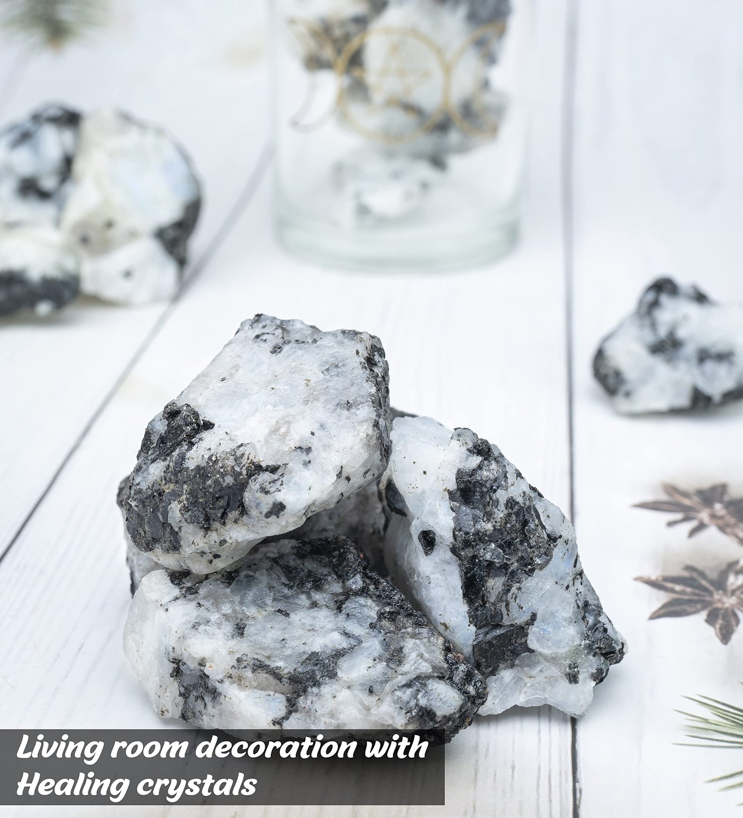 Crocon® 1LB Rainbow Moonstone Rough Bulk Rocks Natural Stone Raw Gemstone Crystals and Stones Tumbling Cabbing Polishing Spiritual Gifts Gem Mining Chakra Balancing Reiki Healing Home Office Décor
