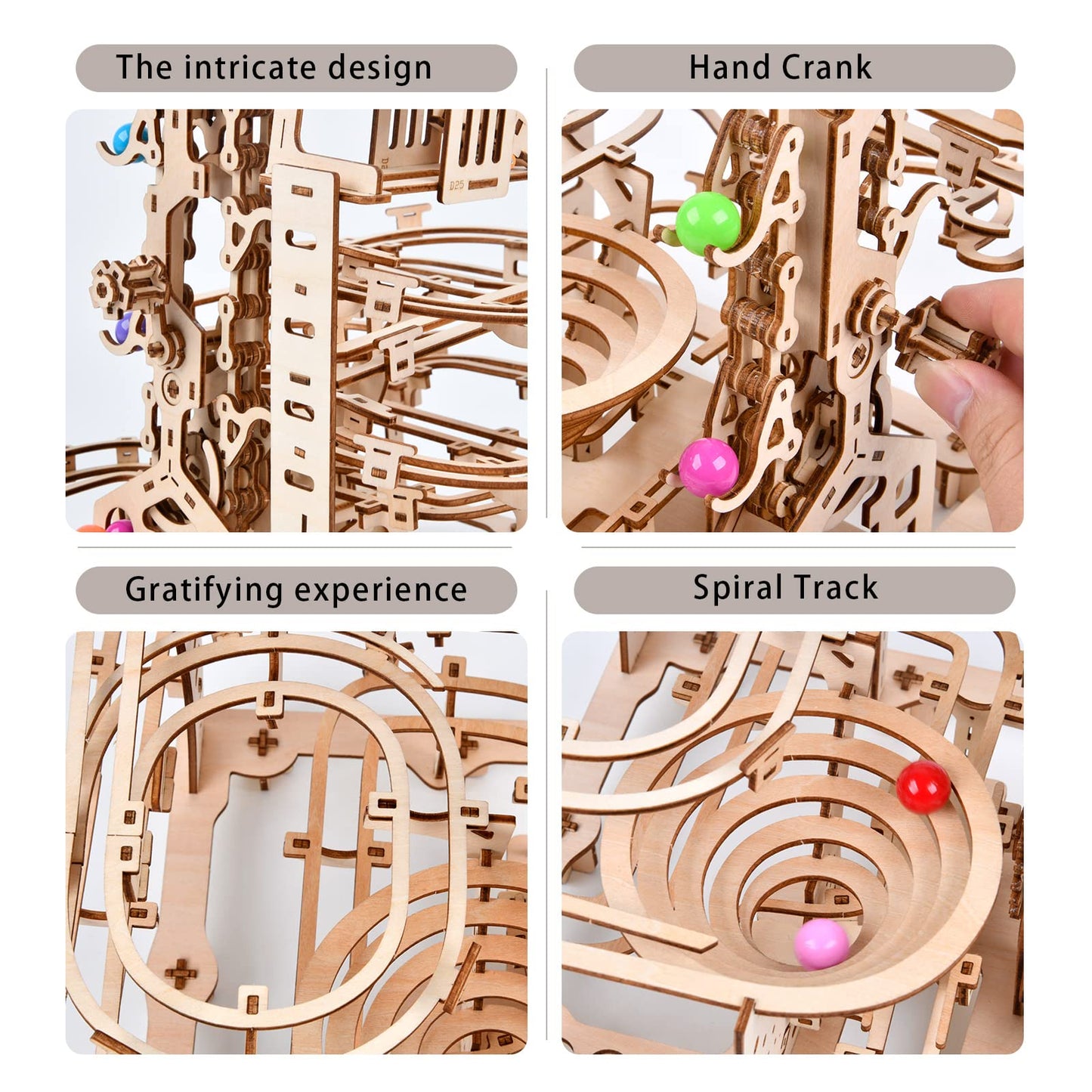 3D Wooden Puzzles Marble Run Chain Kit, Wood Creative Mechanical Puzzles Assembly Model Building Kits to Build for Adults & Kids, DIY Wooden Puzzle Hobbies Toys for Adults &Teens Gifts
