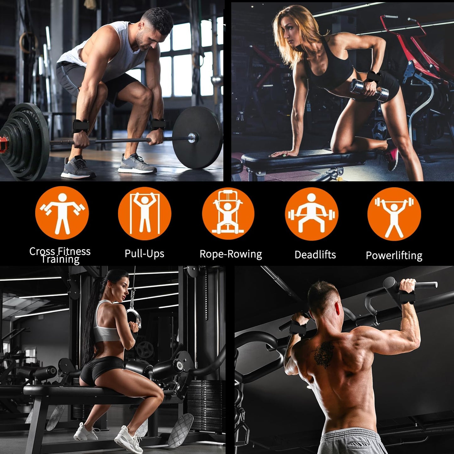 Weight Lifting Wrist Strap, Double-Layer Leather Wrist Straps for Gym Strength Training Weightlifting,Deadlift and Powerlifting, Enhance Grip Strength Neoprene Padding Gym Workout Lifting Straps for Men & Women (Pair) Brown