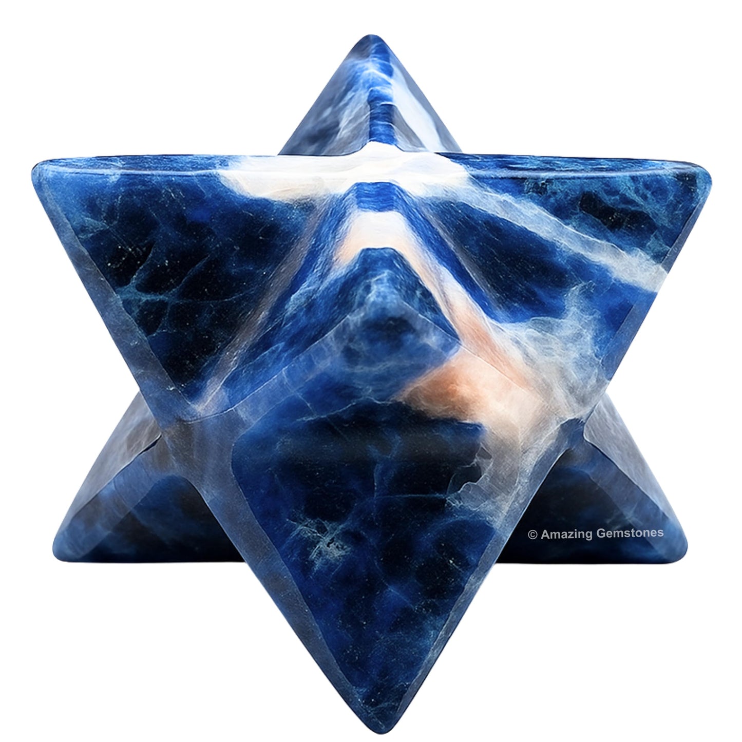 Amazing Gemstone Sodalite Merkaba Crystal - 0.75 Inches Metaphysical Merkaba Star for Meditation - Energetic Tetrahedron Crystal and Healing Stones and Healing (15-20mm)