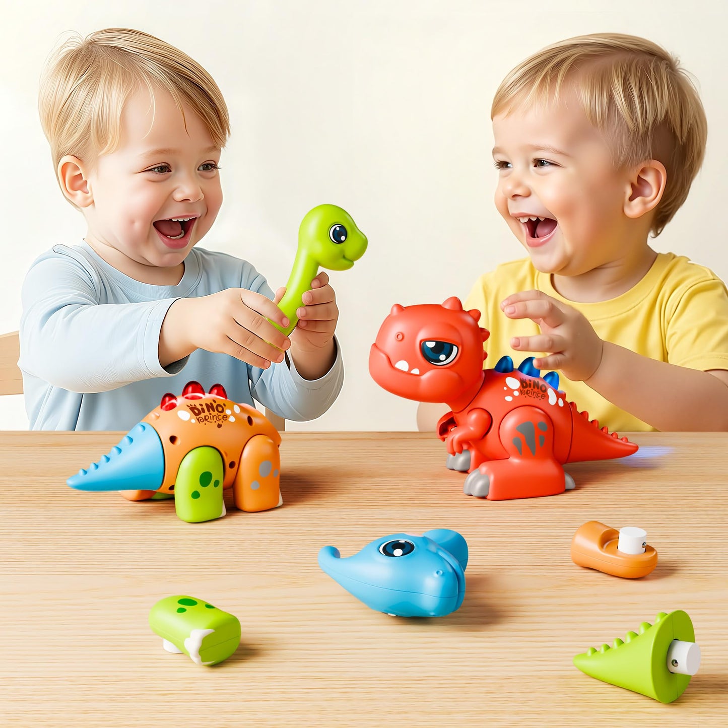 iPlay, iLearn Toddler Assembly Dinosaur Toy, Easy Take Apart Dinosaur Building Set W/Light & Roars Sound, STEM Learning Educational Toy, Birthday Gift for 18 Month 1 2 3 4 5 Year Olds Kids Boys Girls