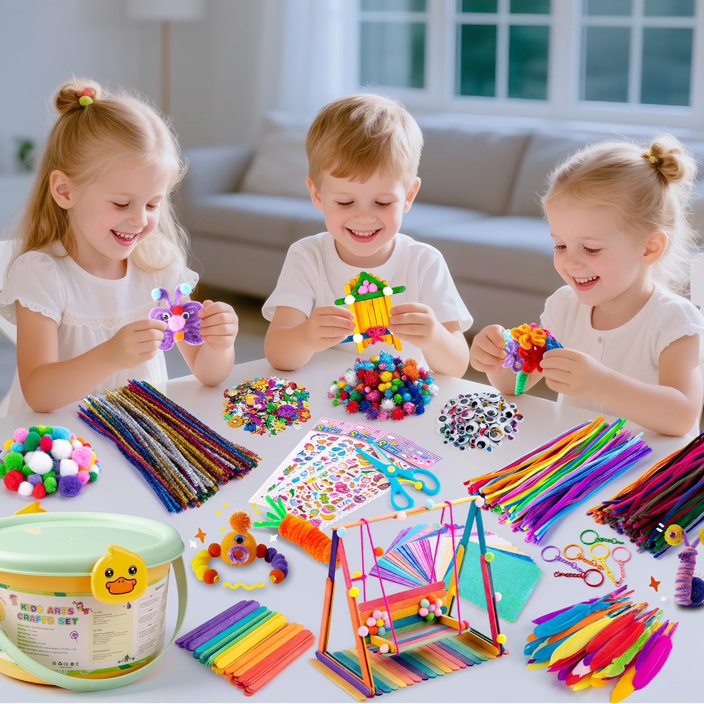 Sundaymot Kids Arts and Crafts Set 2000+ Piece DIY Craft Supplies Kit with Assorted Accessories for Boys & Girls Ages 6-12, School Classroom Projects, Gifts for Boys and Girls.