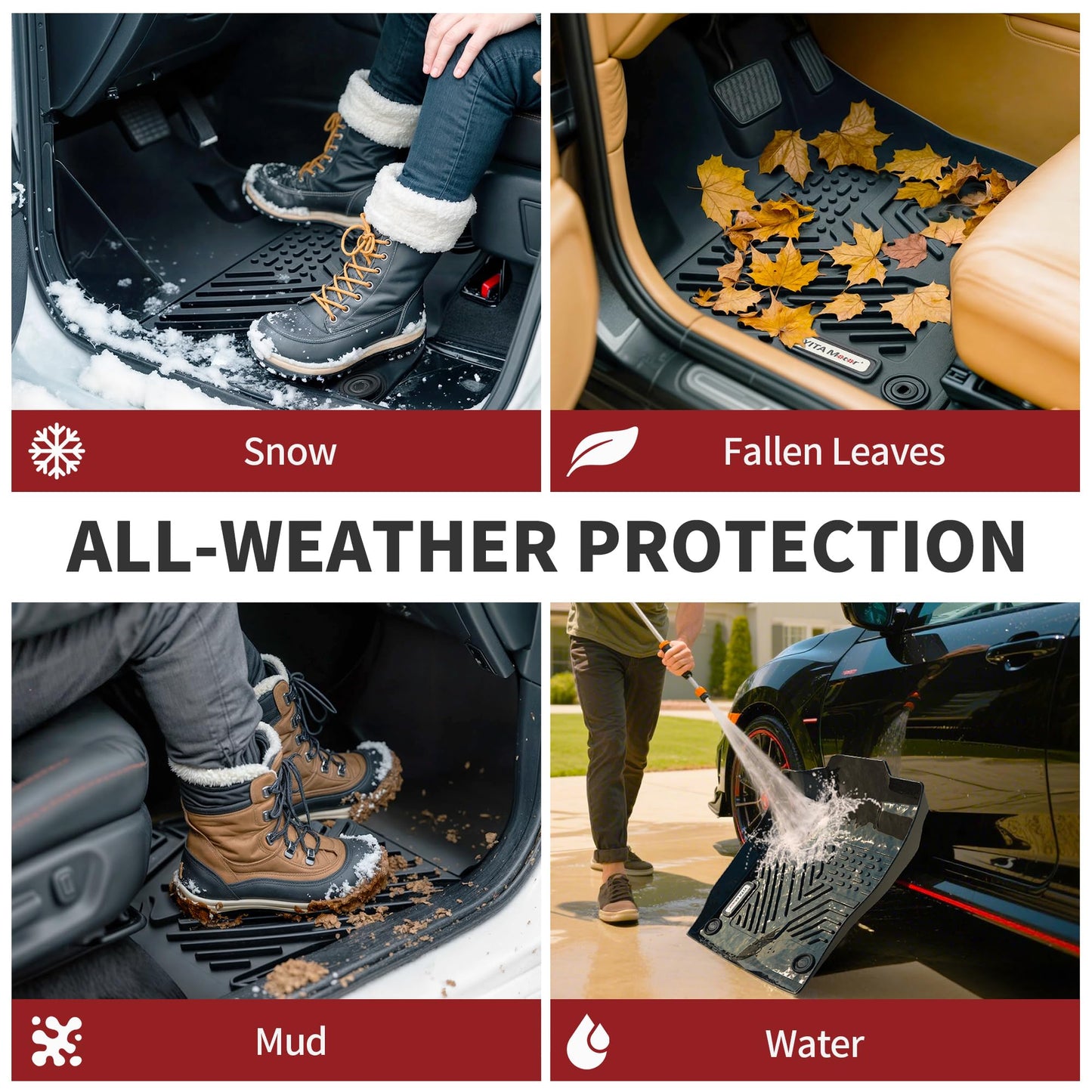 YITAMOTOR Floor Mats for Kia Telluride 7&8 Seats 2020-2025, Custom Fit All Weather TPE Rubber Mat, Kia Telluride Accessories Floor Liners Full Set, 1st & 2nd & 3rd Row & Backrest Mats & Cargo Liner