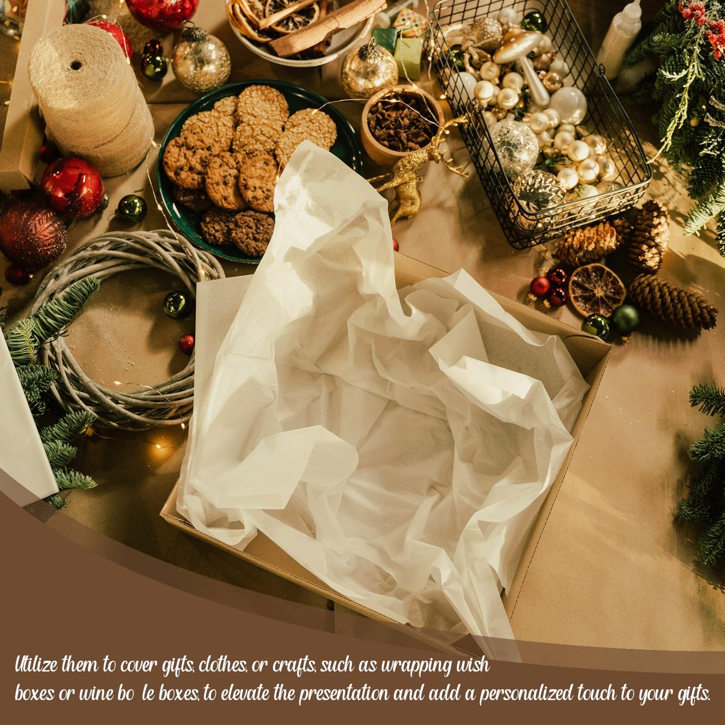 RYKOMO 200 Sheets 20 x 30 Inch Acid Free Tissue Paper for Storage, Unbuffered No Acid White Tissue Paper for Crafts for Gift Wrapping New Year Party Festival Mother's Day Decor and DIY