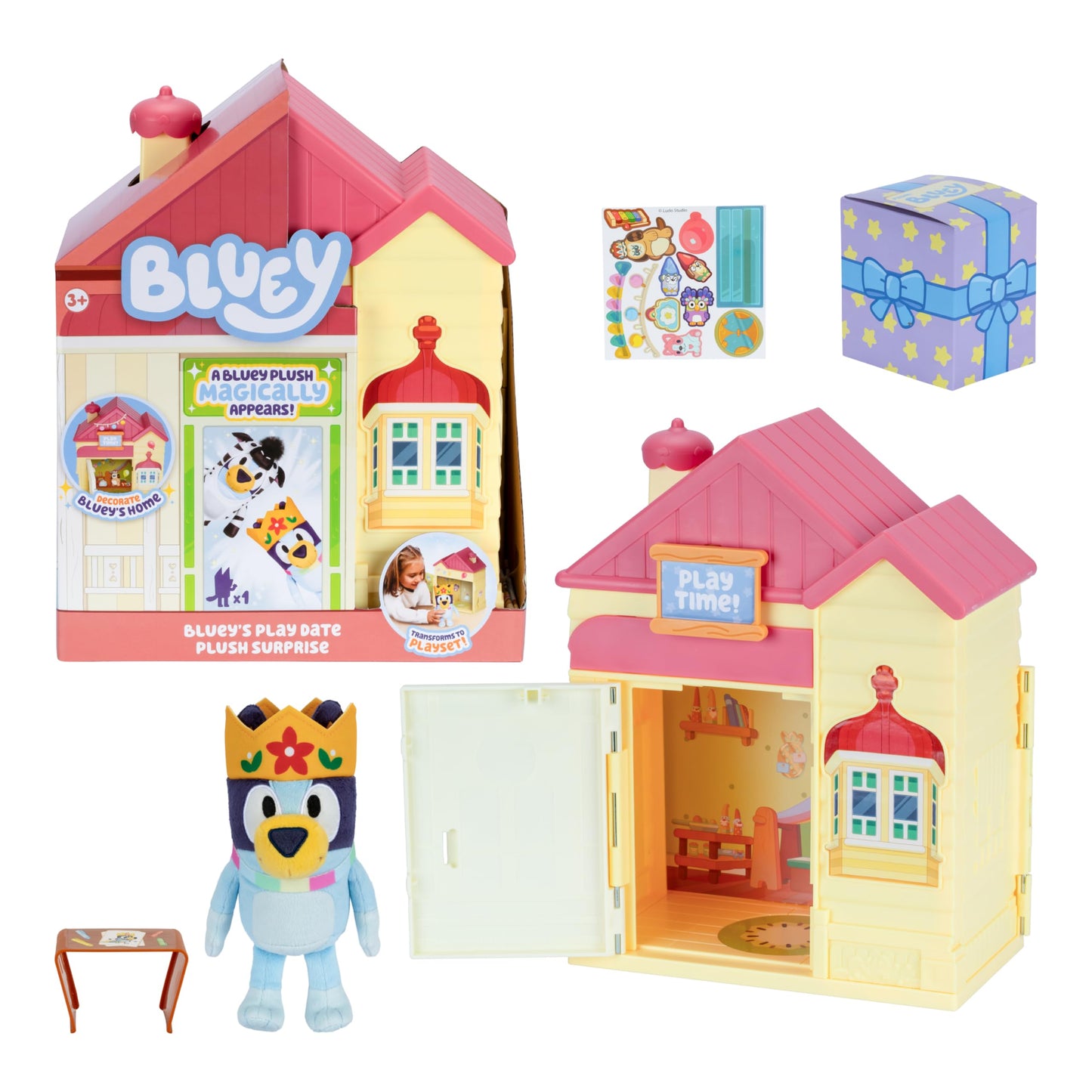 Bluey’s Play Date Plush Surprise Toddler House Playset, Durable Toy House with Exclusive Cuddly Stuffed Toy, Immersive House Toys for Kids of Ages 3+