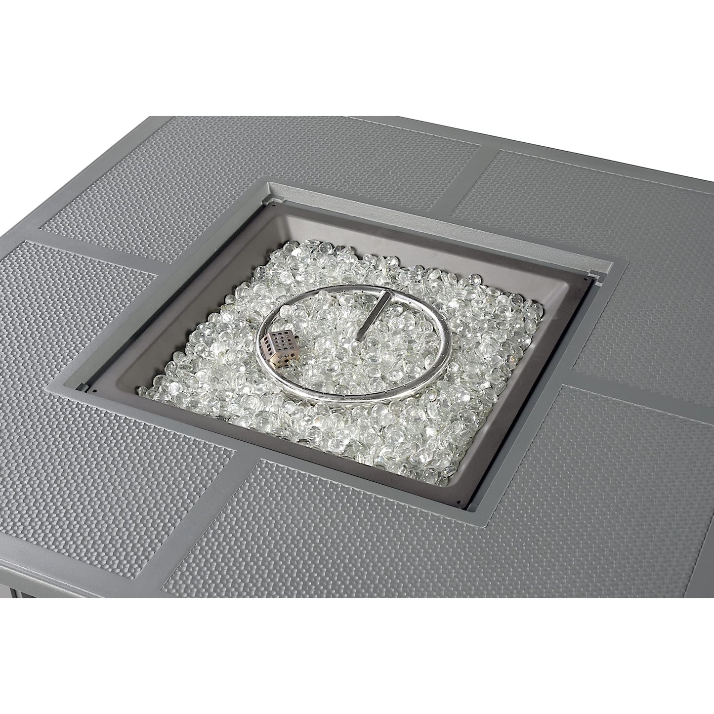 Oakland Living Square 42 in. x 42 in. Aluminum Propane Fire Pit Table with Glass Beads, Two Covers, Lid, 57,000 BTUs in Grey Finish