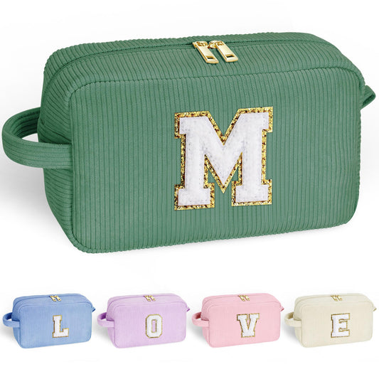 YOOLIFE Purple Travel Makeup Bag - Gifts for Teens Girls Kids, Personalized Initial Cosmetic Bag Mothers Day Gifts, Personalized Birthday Gifts for Women Teen Girls Kids Daughter Letter A