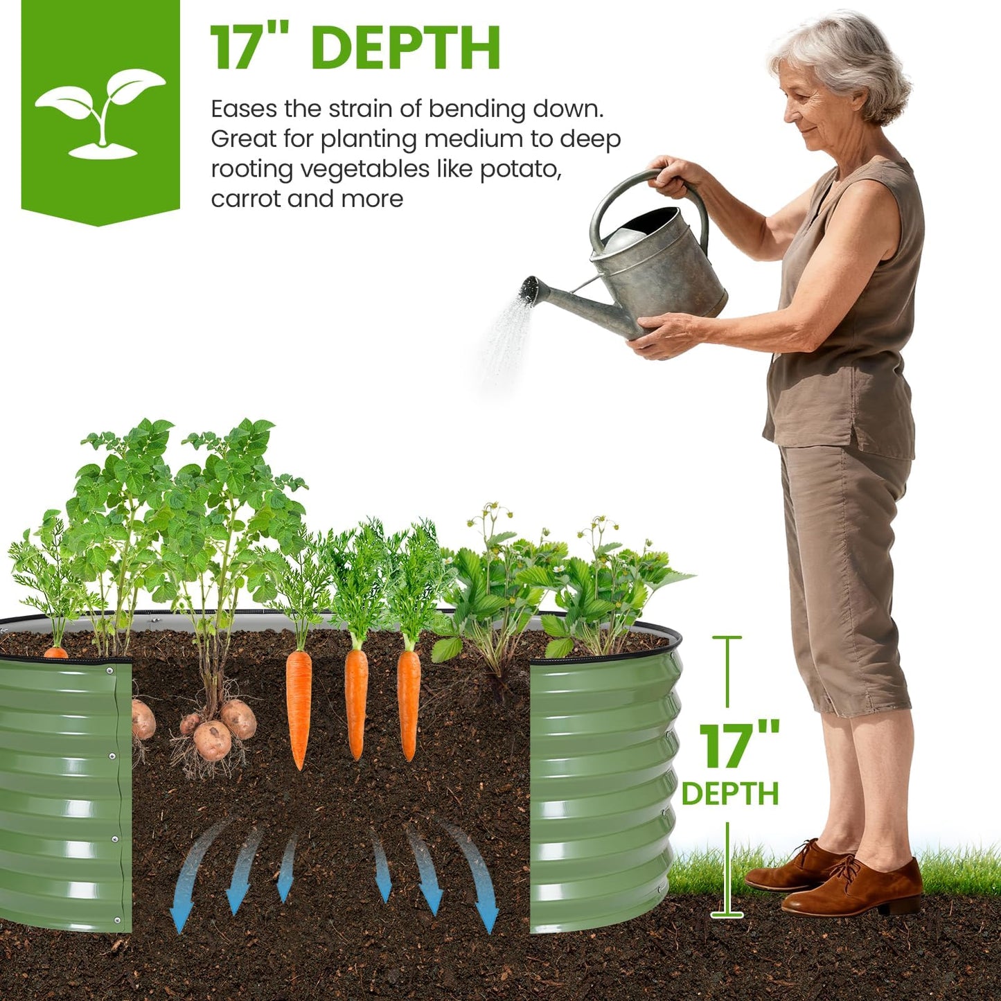 G GOOD GAIN Raised Garden Beds - 6x2x1.4ft Galvanized Planter Boxes Kit with Protective Tape & Gloves & Tools | Oval Metal Outdoor Raised Bed for Gardening Vegetables, Fruits, Flowers, Herbs, Oliver