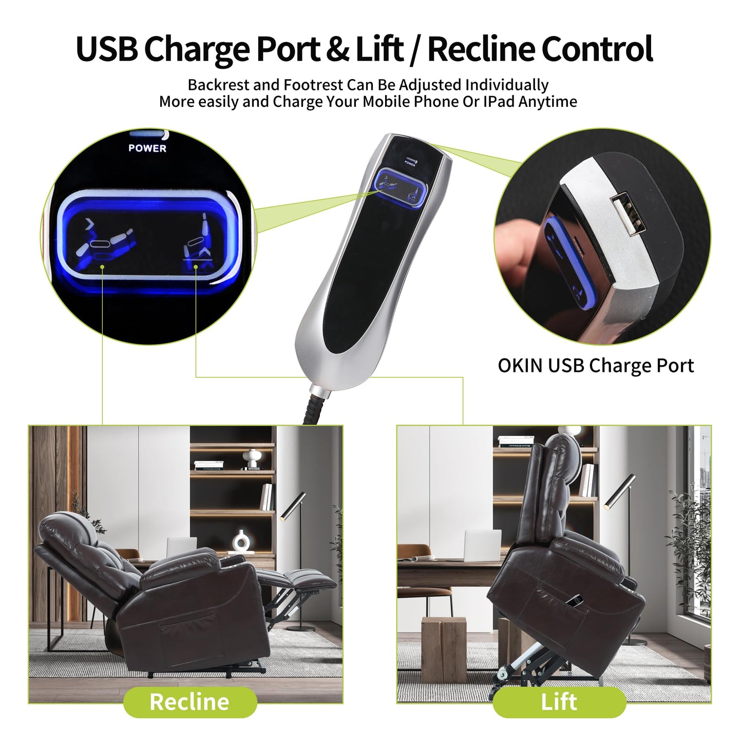 S*MAX Oversized Power Lift Recliner Chair for Elderly X Large with Premium PU Leather Lift Chair Electric Recliner Powered by OKIN Motor Side Pockets USB Charge Port Stainless Cup Holder Brown