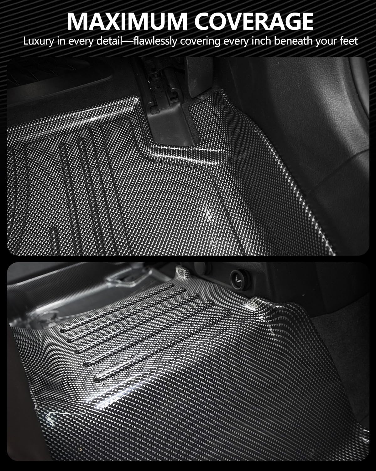 Floor Mats Fit for 2016-2022 BMW 7 Series (G12): 740i, 750i, M760i, 740e, 745e, Alpina B7 (Without Rear Executive Seats), Carbon Fiber Pattern 2 Row Custom Fit 3D Car Mats Luxury All Weather Guard