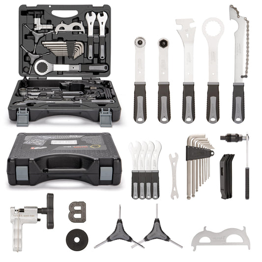 Super B 30 PCS Bicycle Tool Set - Bike Repair Kit with Carry Case - Bike Maintenance Tools for Road Bikes and Mountain Bikes, Repairing Tyres, Brakes, Chains, Pedal, Crank Puller(TBA3000)