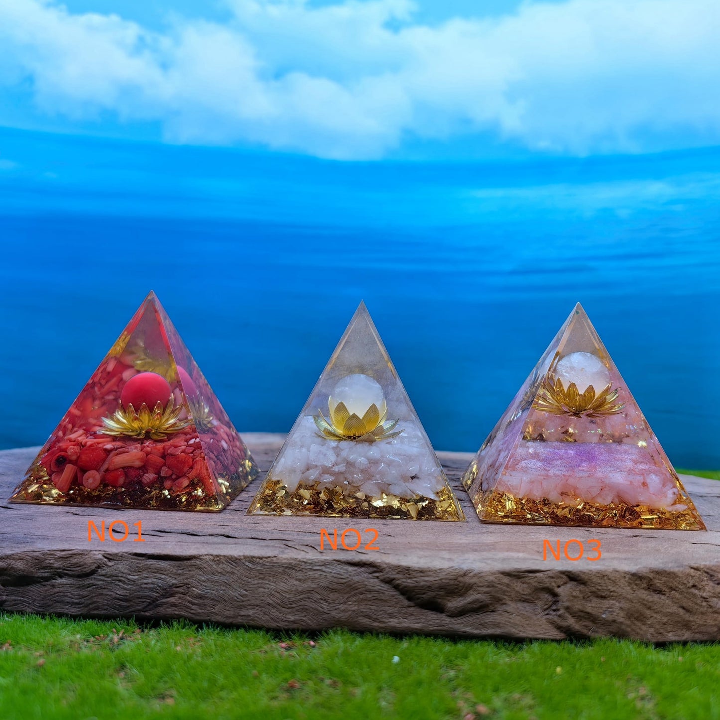 Healing Crystals Orgone Pyramid for Positive Energy, Stress Reduction, and Attracting Wealth and Luck Reduce Stress and Promote Healing with this Crystal Pyramid Home Decor (NO6,6cm)