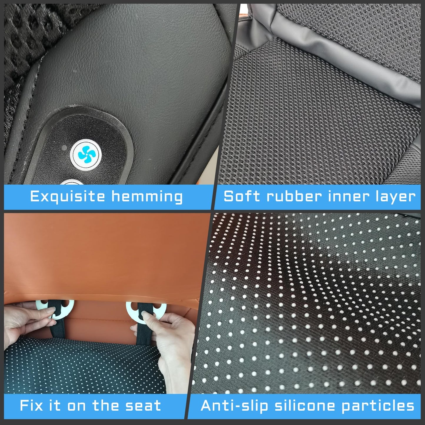 YAMUDA Driver's Side Four Seasons General Motors Multi functional Seat Cover, Car Seat Cooler Seat Cover with 20-Fan Ventilation + 4-Point Massage (1 Piece, Black Suede Leather）