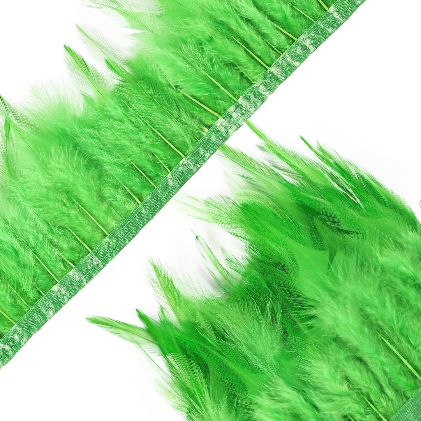 Lime Green Rooster Feather Fringe Trim 14.7ft 3-5inch Fluffy Feather Trim Fashion Dress Sewing Crafts,Gloves,Feather Shawl Cape, DIY Handbag and Wedding Decoration