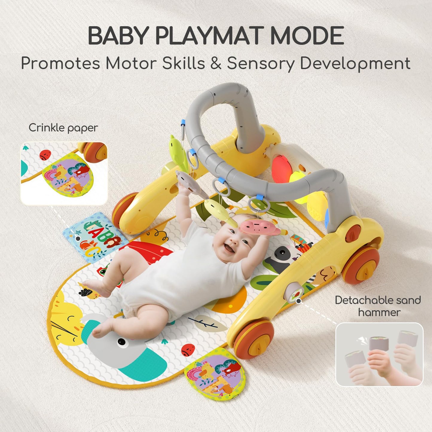 7 in 1 Baby Push Walkers Gym Play Mat for Baby Boys Girls 6-12 Months,Activity Center Rocking Toy Balance Bike Board for Toddlers 1-3,Sit to Stand Walker,Early Learning Push Toys Gifts for Infant