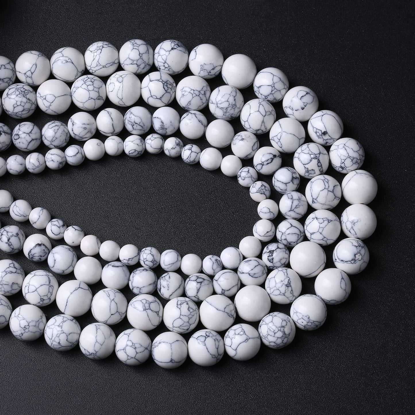 38pcs 10mm Natural Stone Beads White Turquoise Gemstone Round Loose Beads for Jewelry Making Crystal Energy Stone Healing Power DIY Bracelets (10mm, White Turquoise)