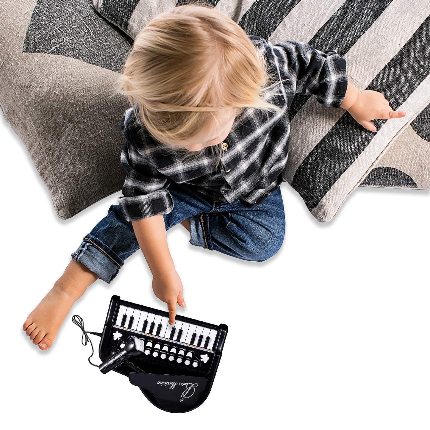 Love&Mini Toddler Piano - 24 Keys Black Baby Piano Toys with Microphone, Birthday Gifts for 3+ Year Old Girls and Boys