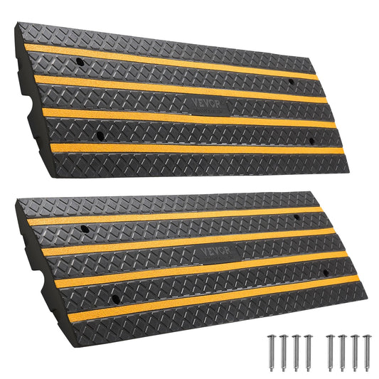 VEVOR Car Driveway Rubber Curb Ramp, 2 Pack 48.8-inch-Long Heavy Duty Low Profile Slope Ramps, 2.6’’ Rise, 33069 lbs Load Capacity, Reflective Safety Strips, for Vehicles, RVs, and Wheelchairs