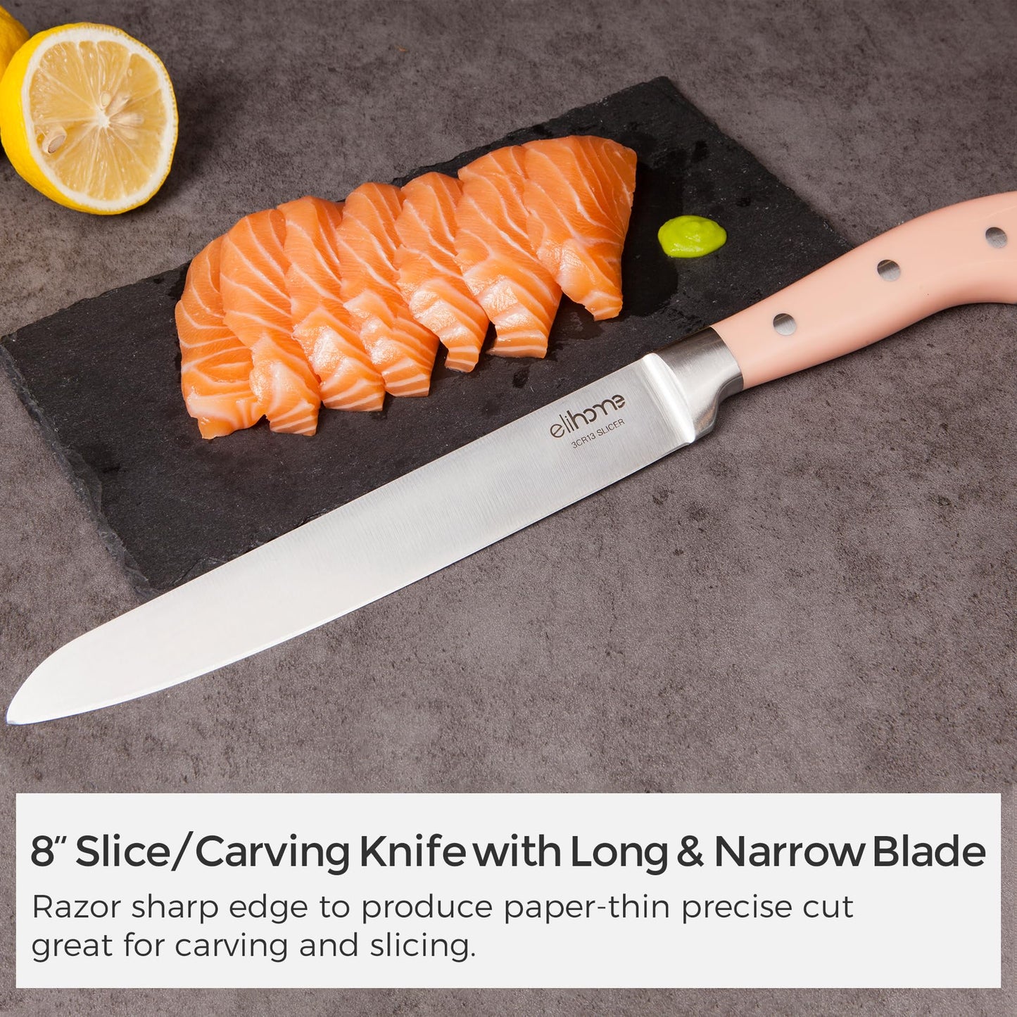 Elihome Premium Color Coded XL Cutting Board and 5piece Premium Stainless Steel Chef Knife Set