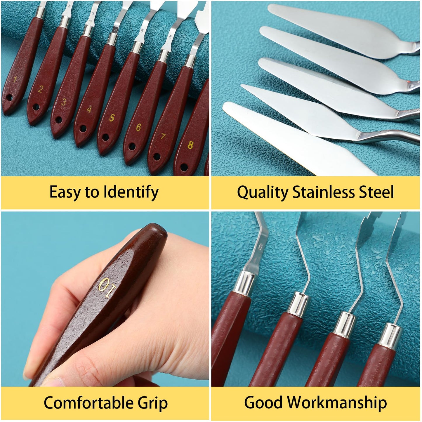 Lasnten 37 Pcs Palette Knife Set Pallet Knife Set Stainless Steel Paint Spatula Tools with Wooden Handle for Acrylic Color Mixing Scraper Supplies Oil Painting Accessories
