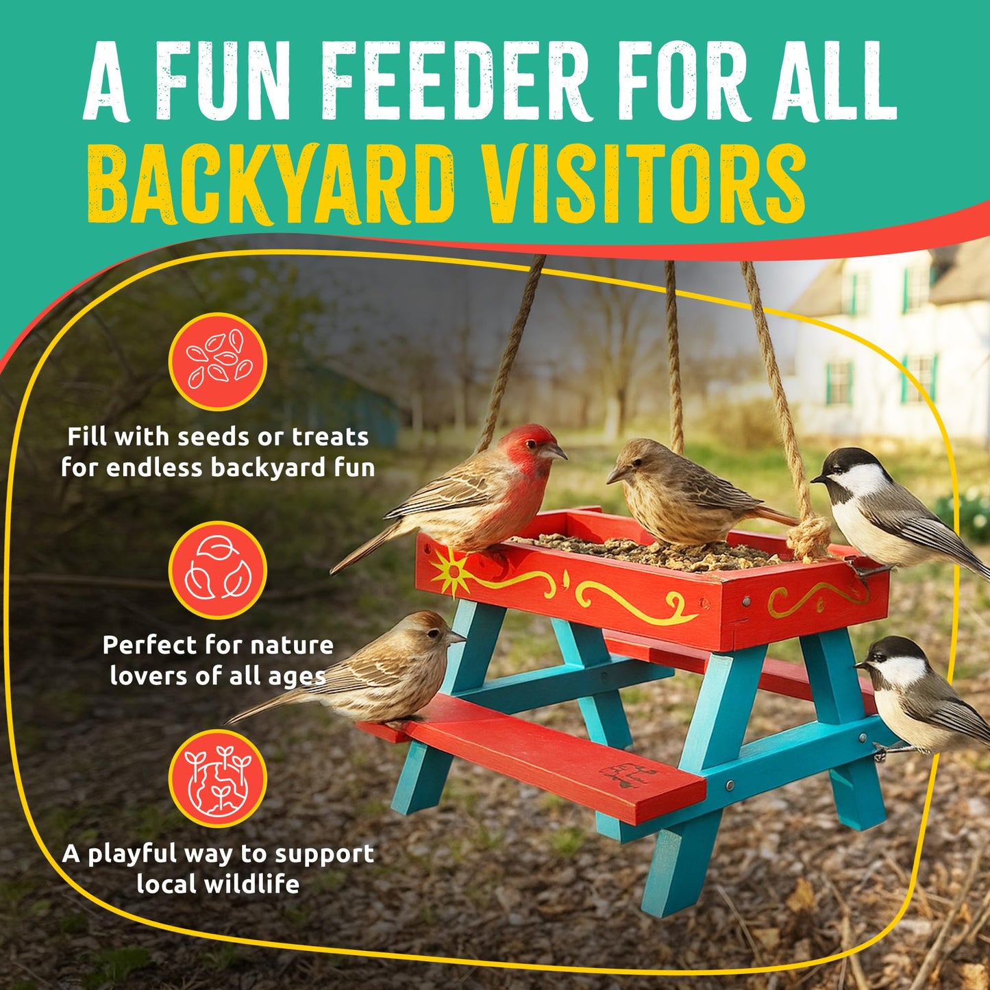 SparkJump Premium Bug Hotel Kit and Picnic Table Feeder for Squirrels