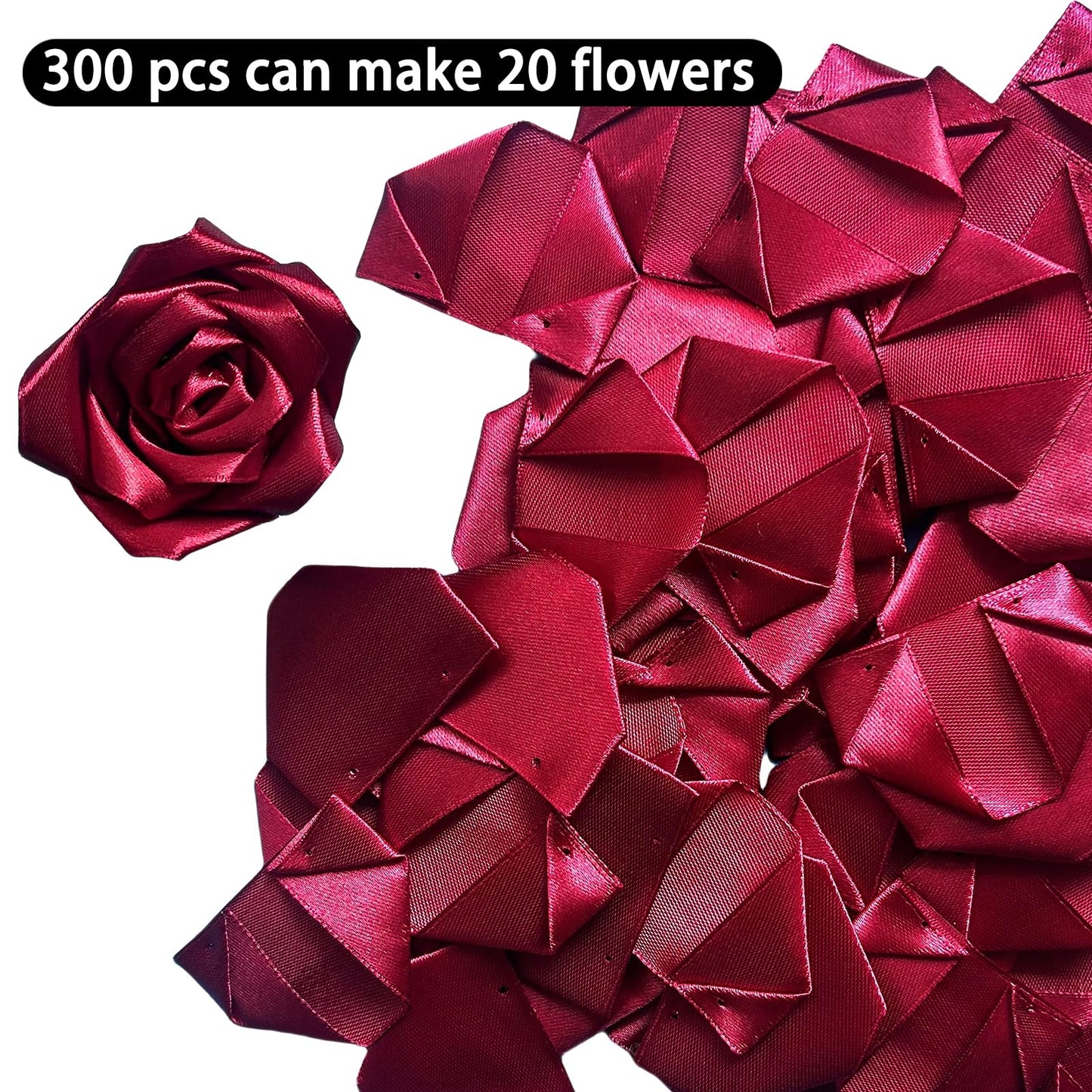 LatinaFlorista 500 Pcs Rose Petals Half Finished Satin Ribbon Flower Petals 500 Pcs Durable Material for DIY Craft Lovers & Event Decoration (500pcs Wine Red)
