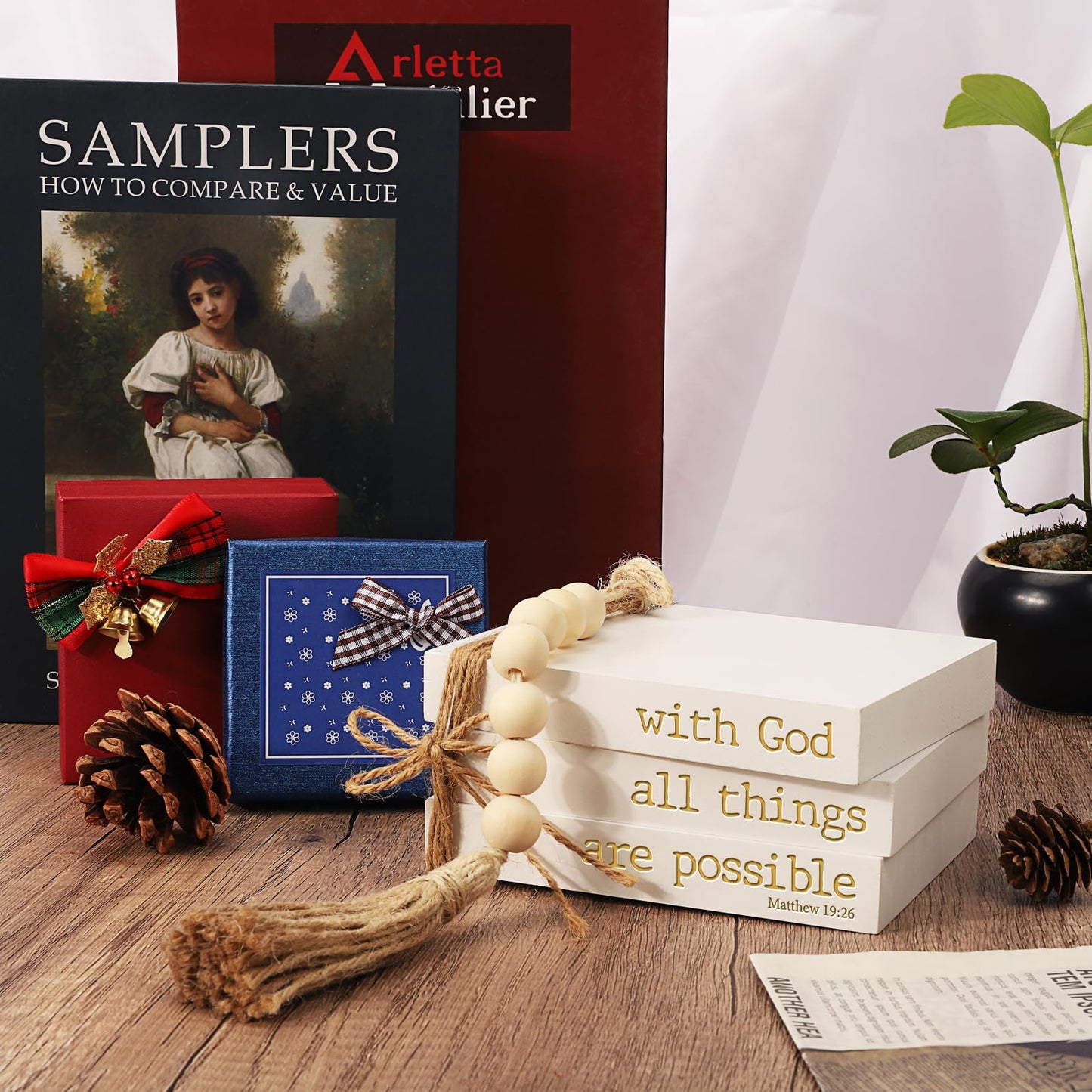 Mini Decorative Coffee Table Books - Set of 3 Faux Books for Decoration, Living Room, Entryway, Bookshelf, Inspirational Christian Gifts