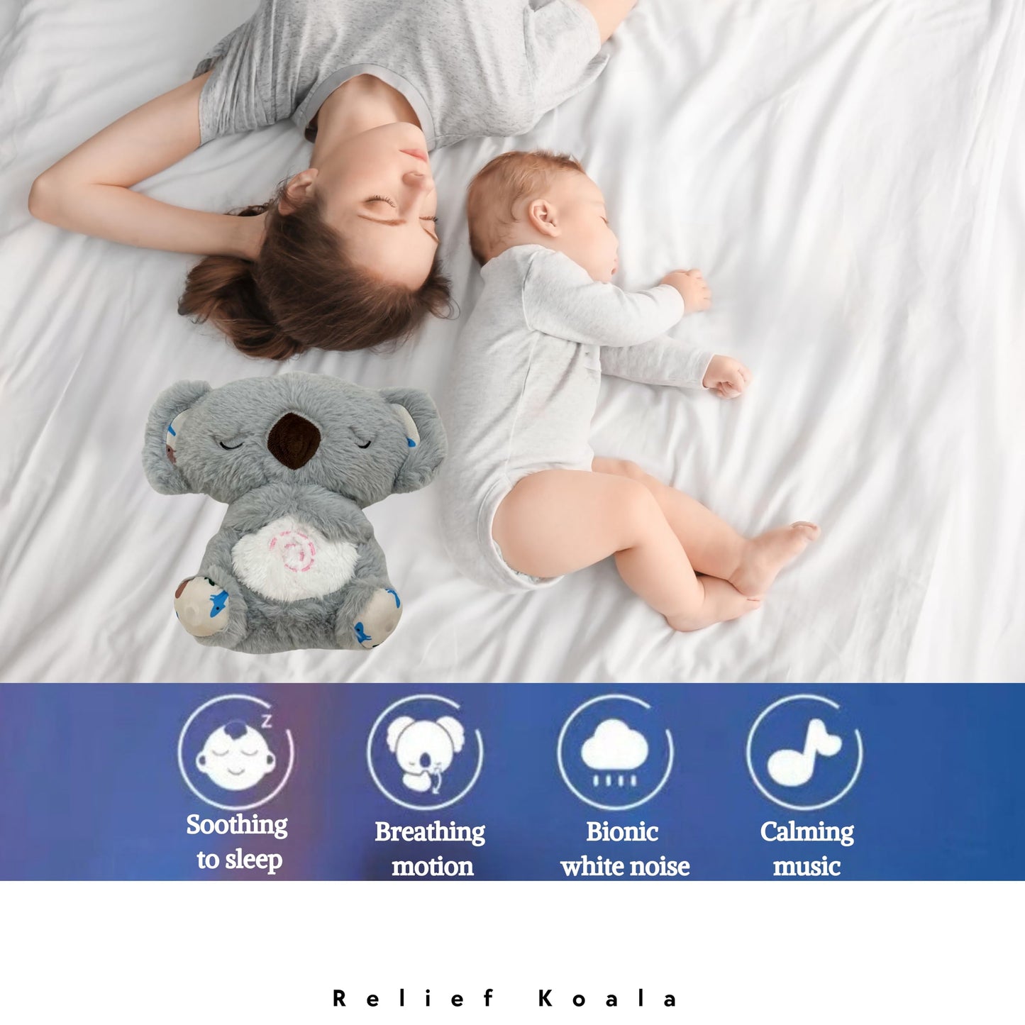 JULIDREAM Anxiety Relief Koala, Breathing Teddy Bear with Calming Music, Lights, Sleeping Otter Plush, Soothing Koala for Adults & Kids, Stress Relief Stuffed Animal (3-Level Adjustable Volume)