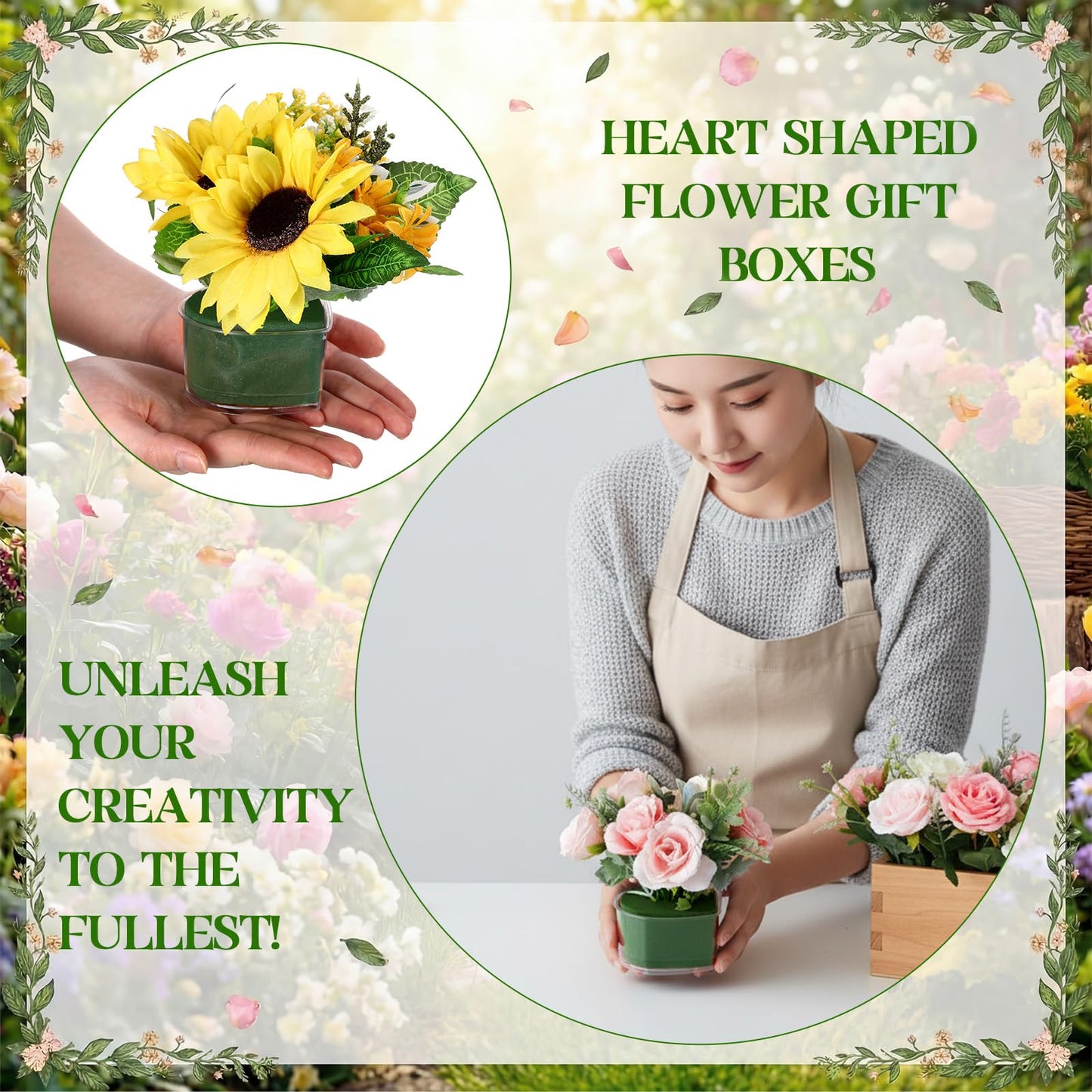 FunooFuno 12 Pcs Plastic Heart Shaped Boxes for Flower 2.95" x 2.95" Plastic Gifts Box with Lids Floral Foam Mini Clear Heart Containers Thank You Gifts for Teacher Mother's Day Wedding Anniversary