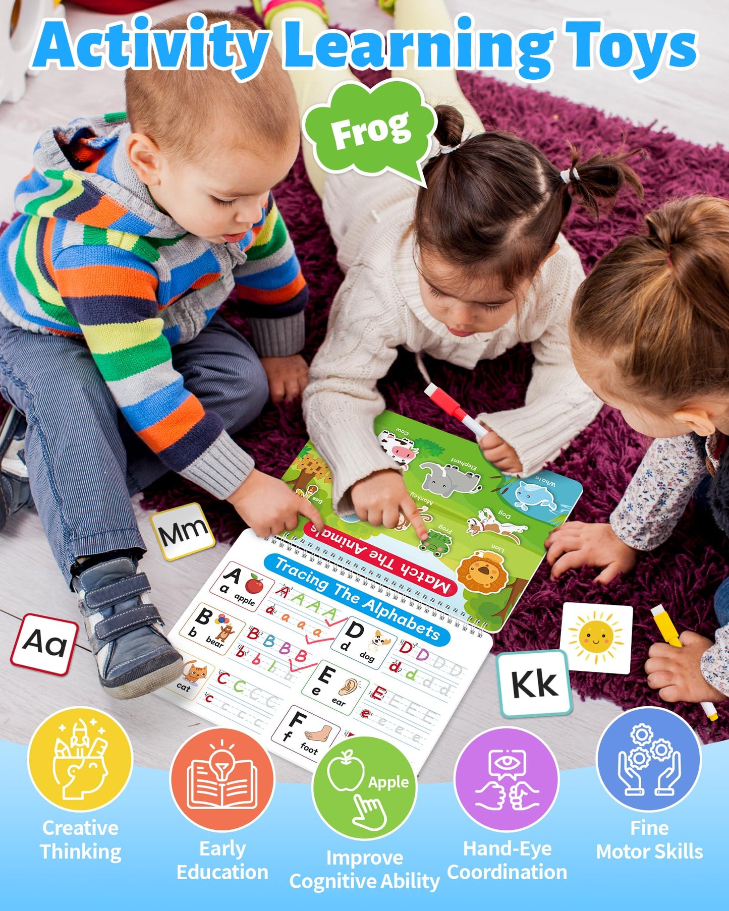Benresive Busy Book for Toddlers 3-5, Montessori Preschool Learning Activities Book, Educational Sensory Travel Toys for Kids, Birthday Gifts for Boys Girls Ages 3+