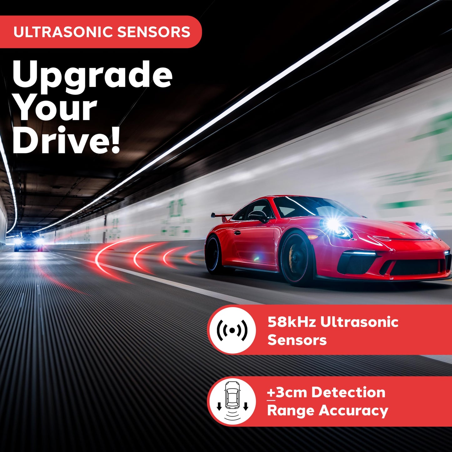 Pyle Ultrasonic Blind Spot Detection System, BSD Change Lane Safer, BSA BSM Blind Spot Monitoring Assistant Car Driving Security with Reverse Parking System, LED Buzzer Monitor, 5 Meter Range