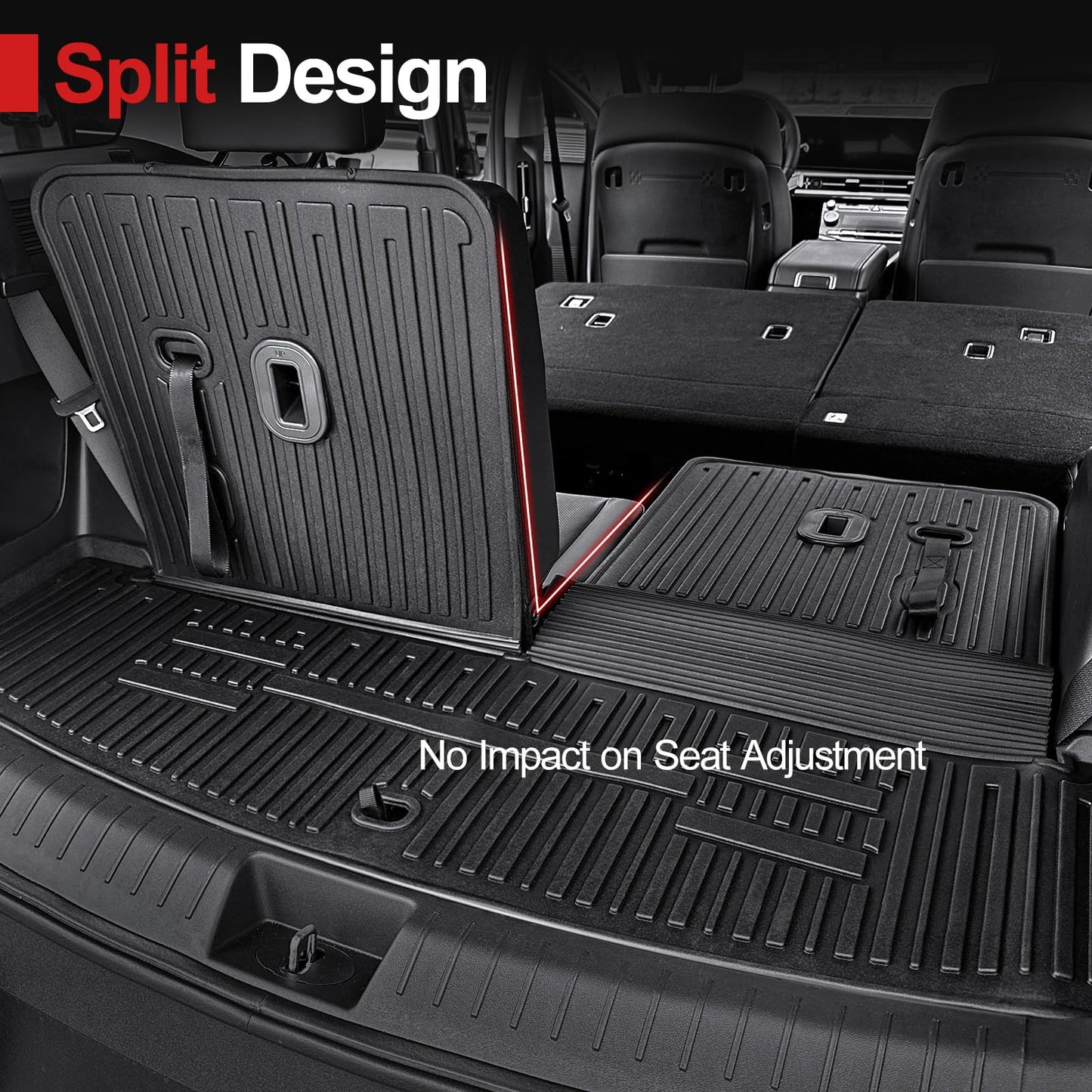 HOUCLEMIC Floor Mats for 2024 2025 2026 Hyundai Santa Fe (Fit Hybrid and Gas), TPE All Weather Protection Durable Trunk Cargo Mat with Backrest Mat for Hyundai Santa Fe